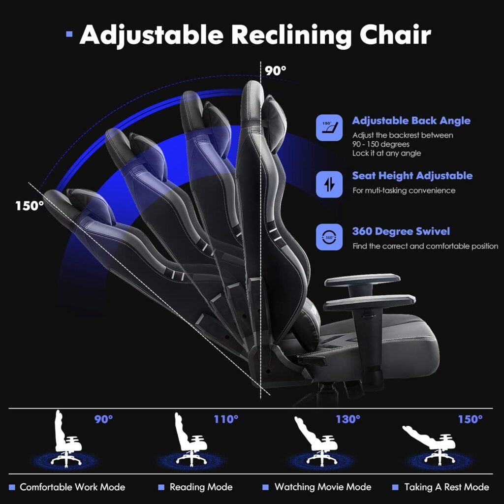 Big and Tall Gaming Chair 350lbs-Racing Style