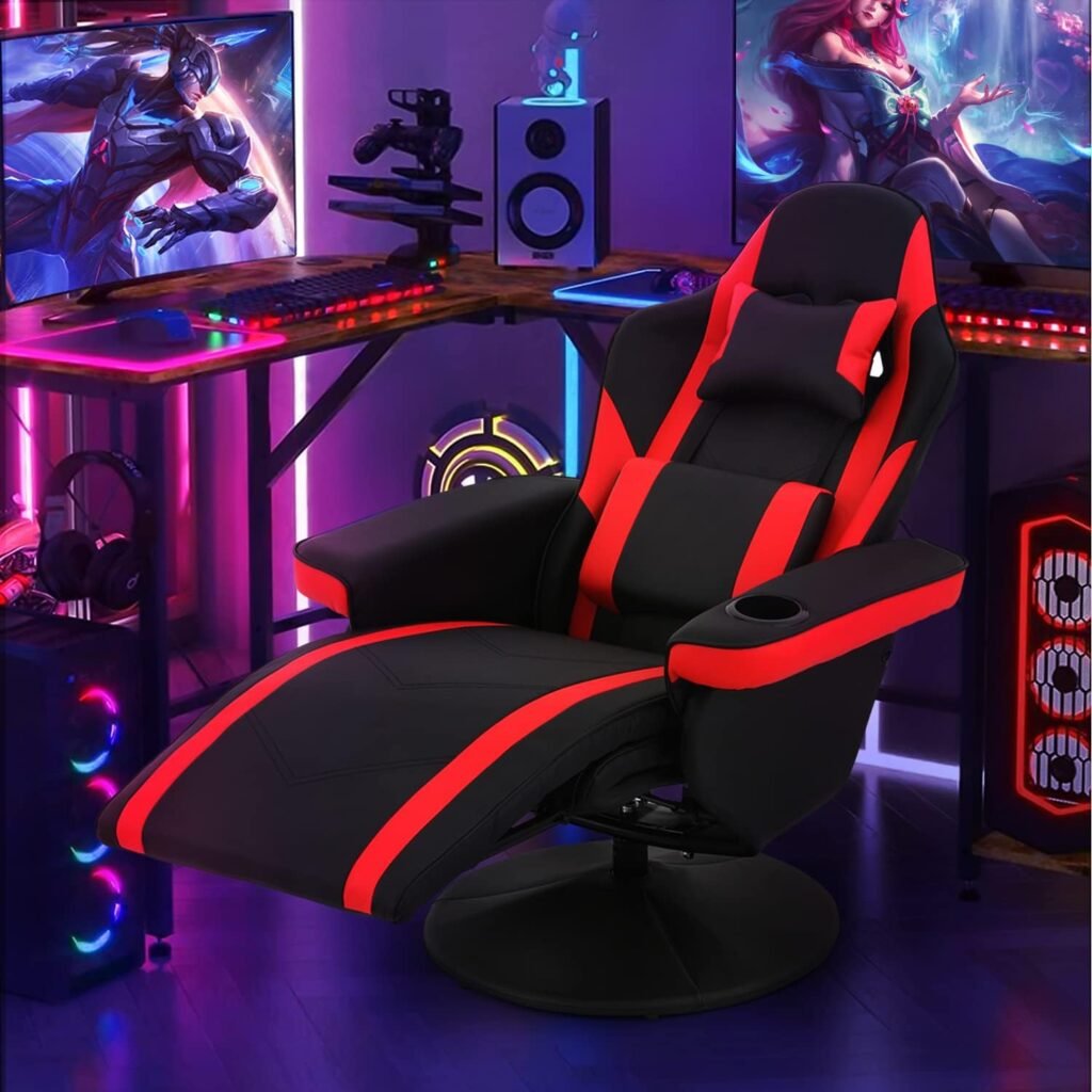 Gaming Chair with Adjustable Lumbar Support and Footrest